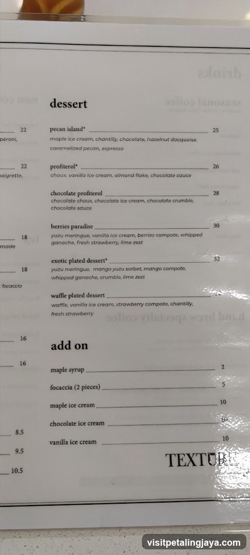 Dessert Menu Page