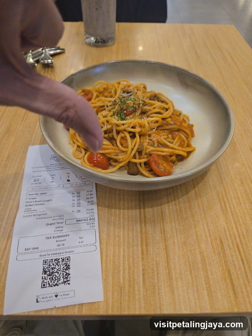 Pasta Dish with Receipt