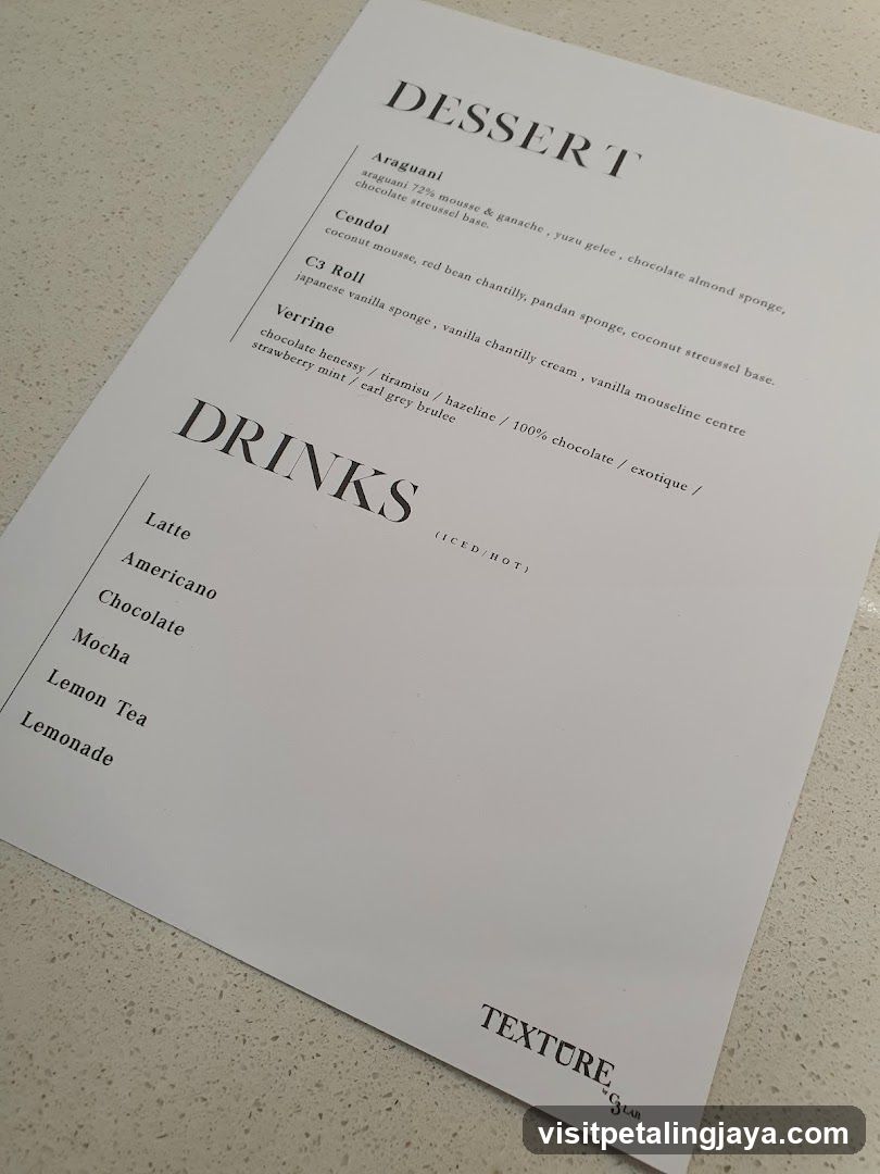 Dessert and Drinks Menu