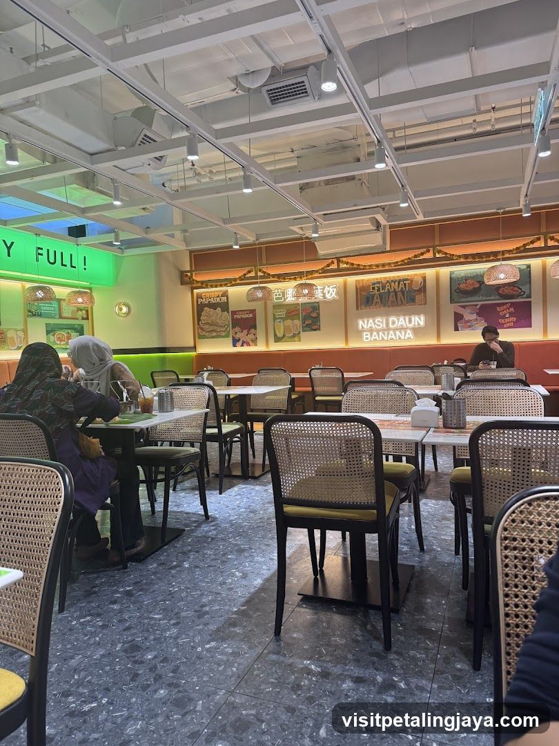 Restaurant Interior with Dining Tables and Decorative Wall Art