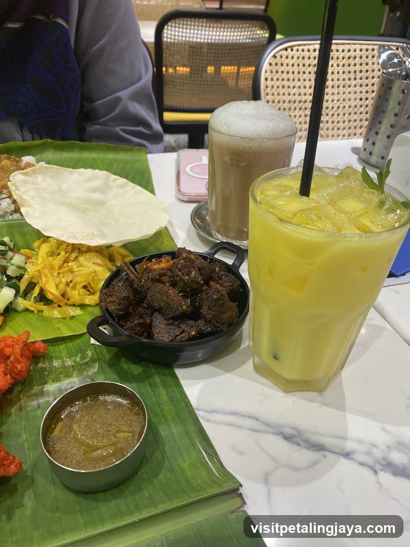 Indian Meal Spread with Drinks