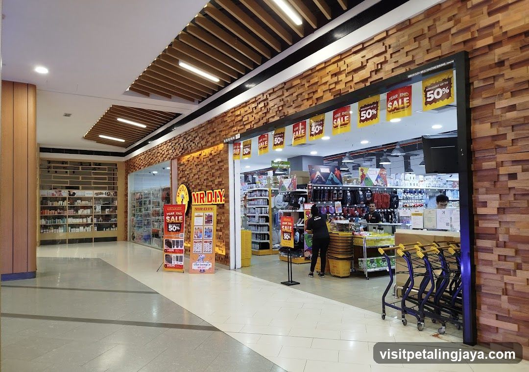 Store Interior with Sale Banners and Shopping Carts