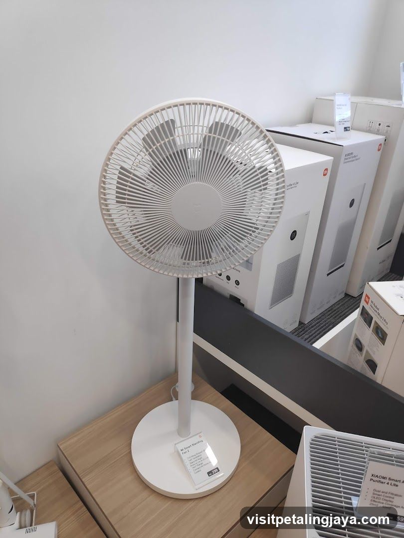 White standing fan display