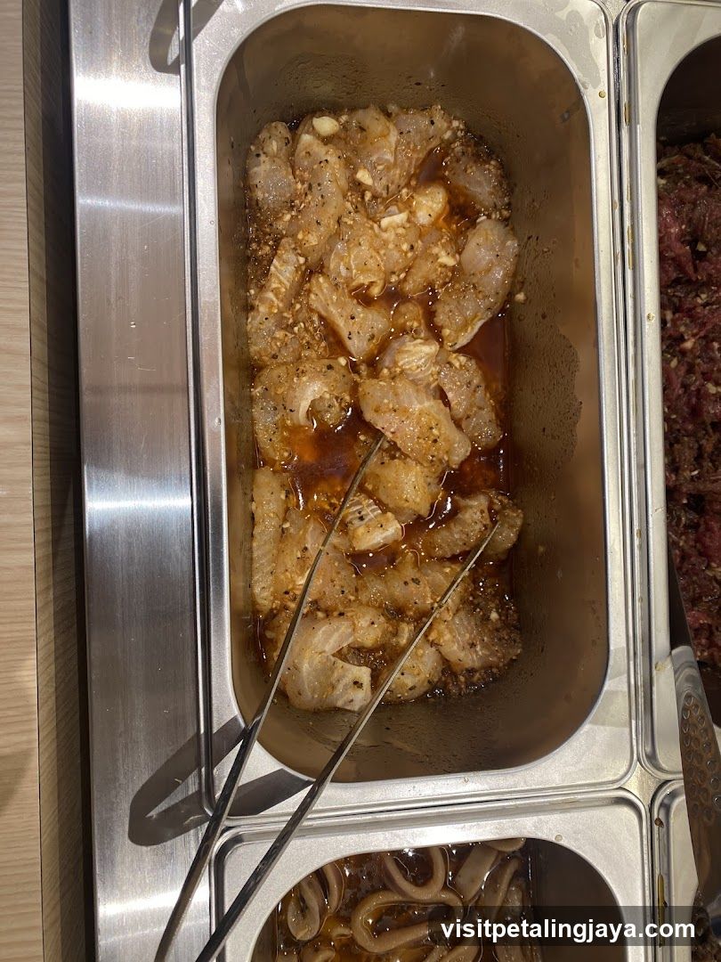 Marinated Meat in Buffet Container