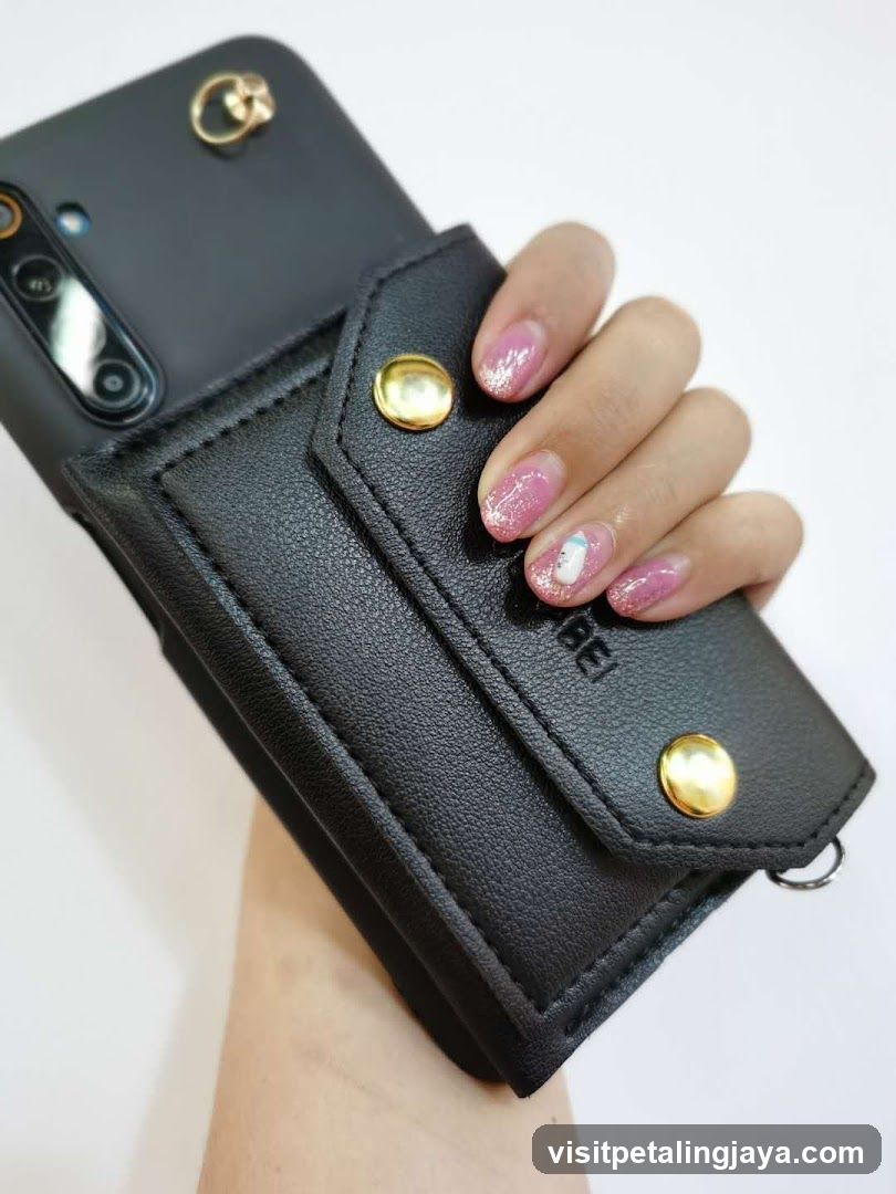 Black Phone Case with Leather Pocket
