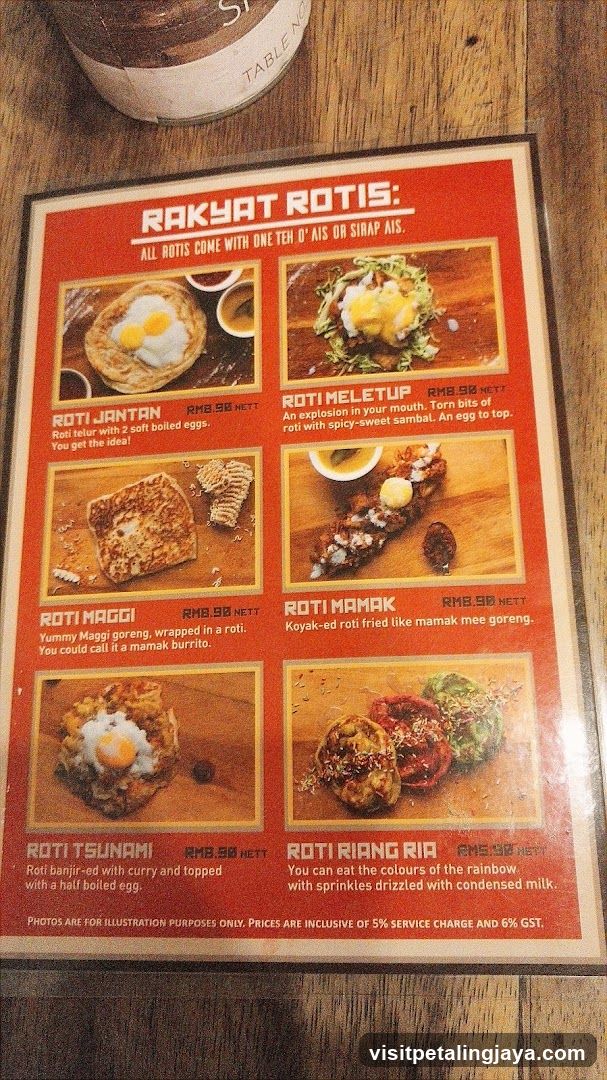 Rakyat Rotis Menu