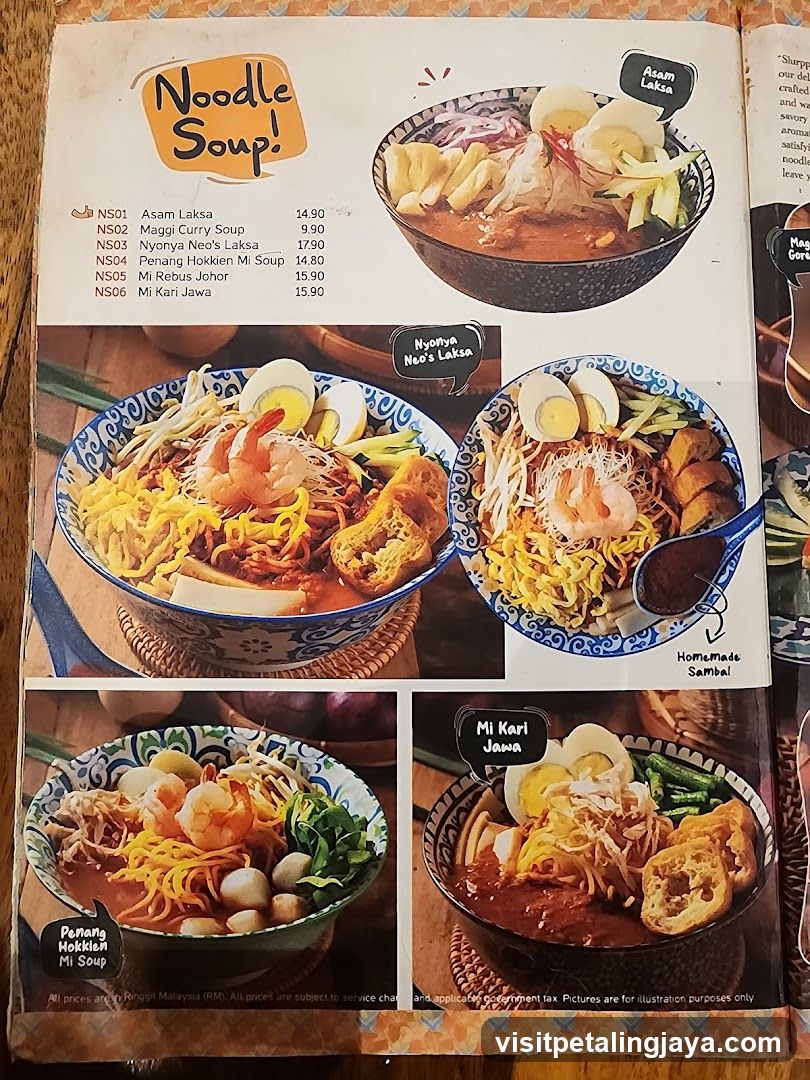 Noodle Soup Menu