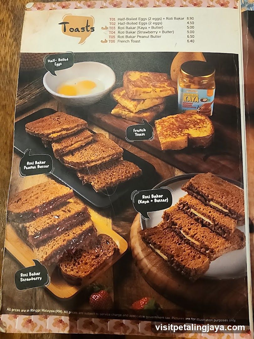 Toasts Menu Page
