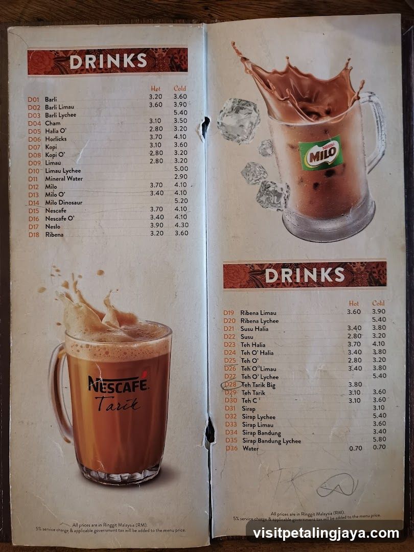 Drinks Menu