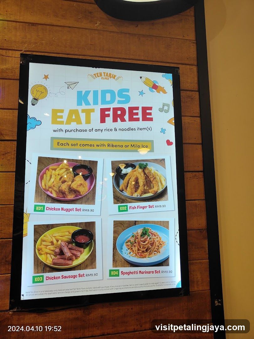 Kids Eat Free Menu Board
