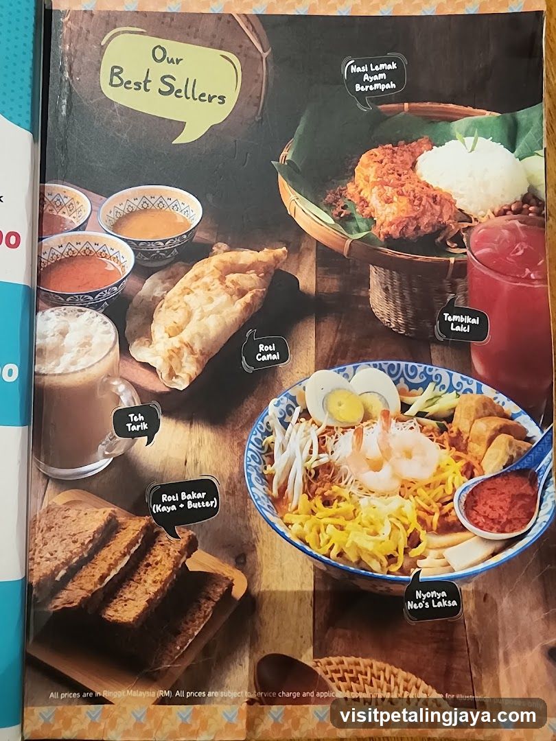 Our Best Sellers Menu Page