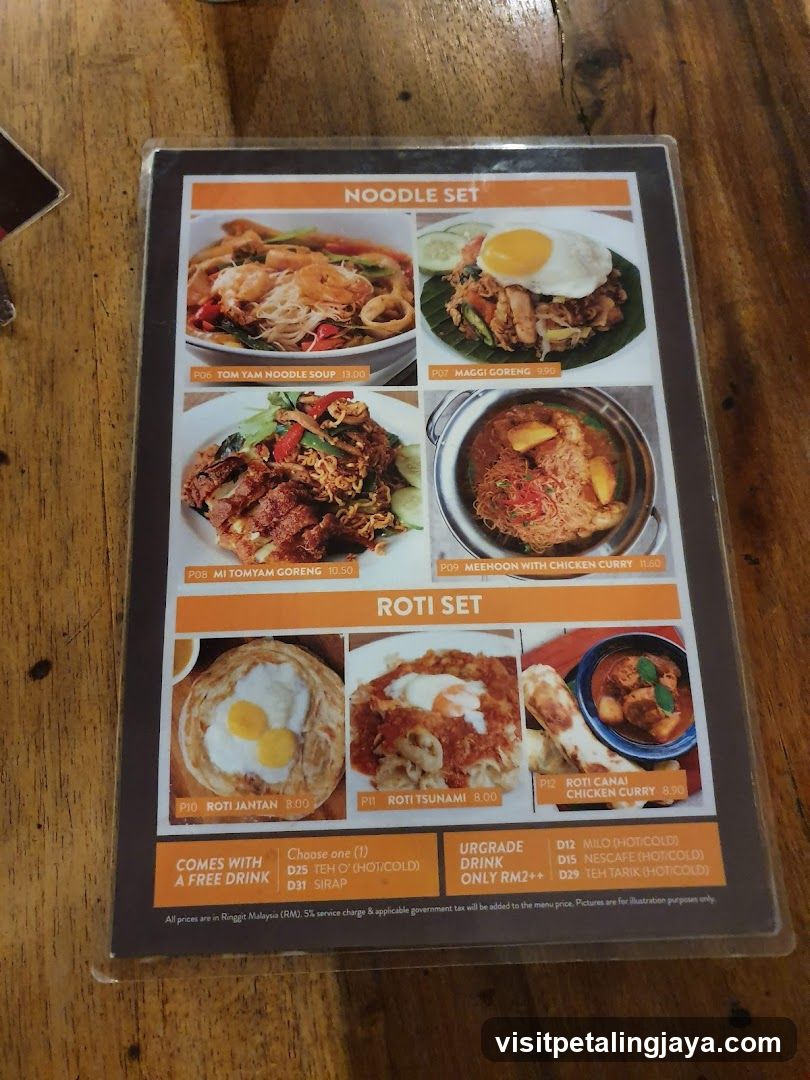 Noodle Set & Roti Set Menu