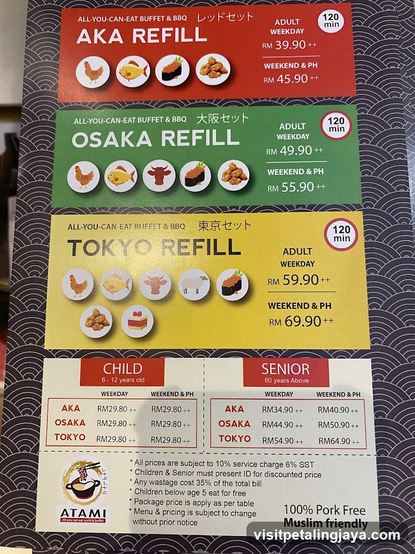 ATAMI Buffet Menu