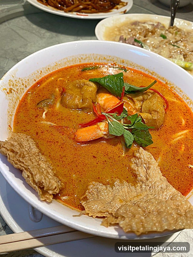 Spicy Curry Noodle Bowl with Tofu Skin and Shrimp