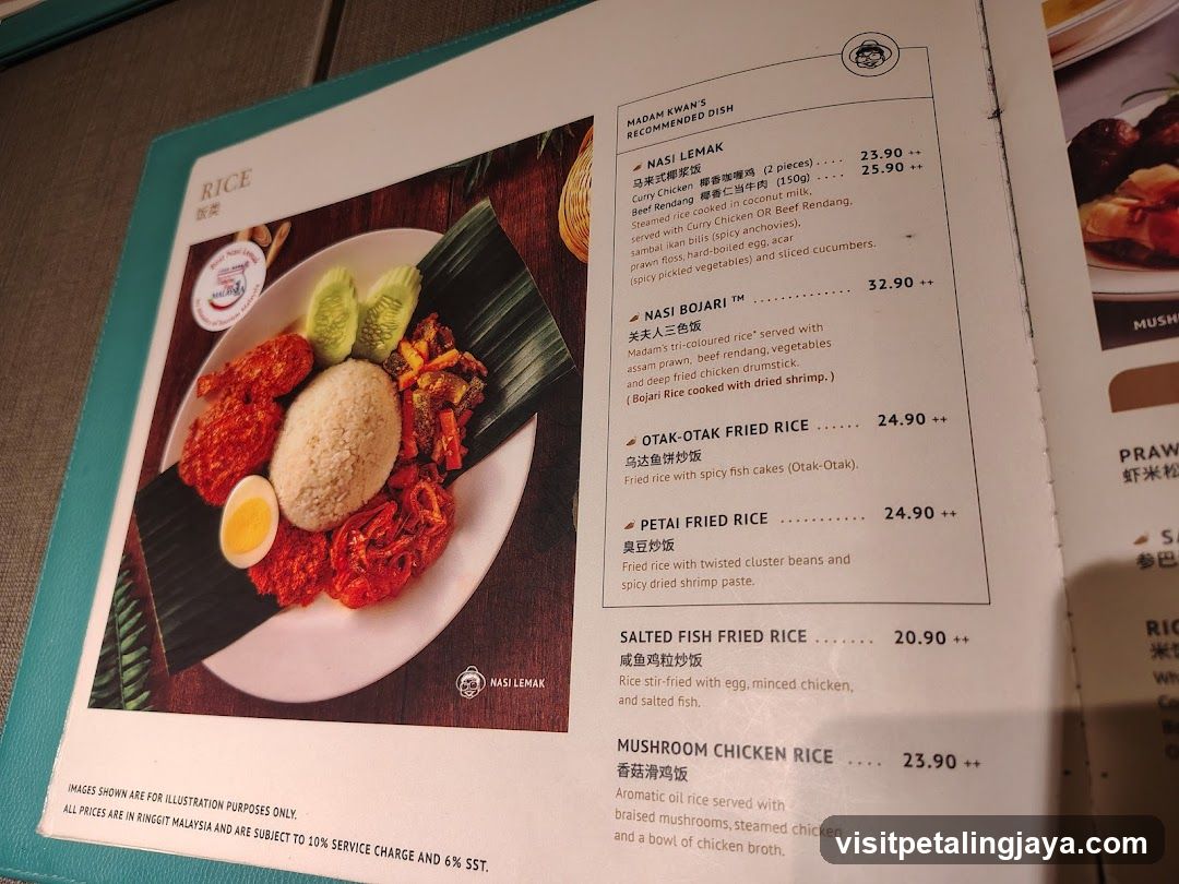 Nasi Lemak Menu Page