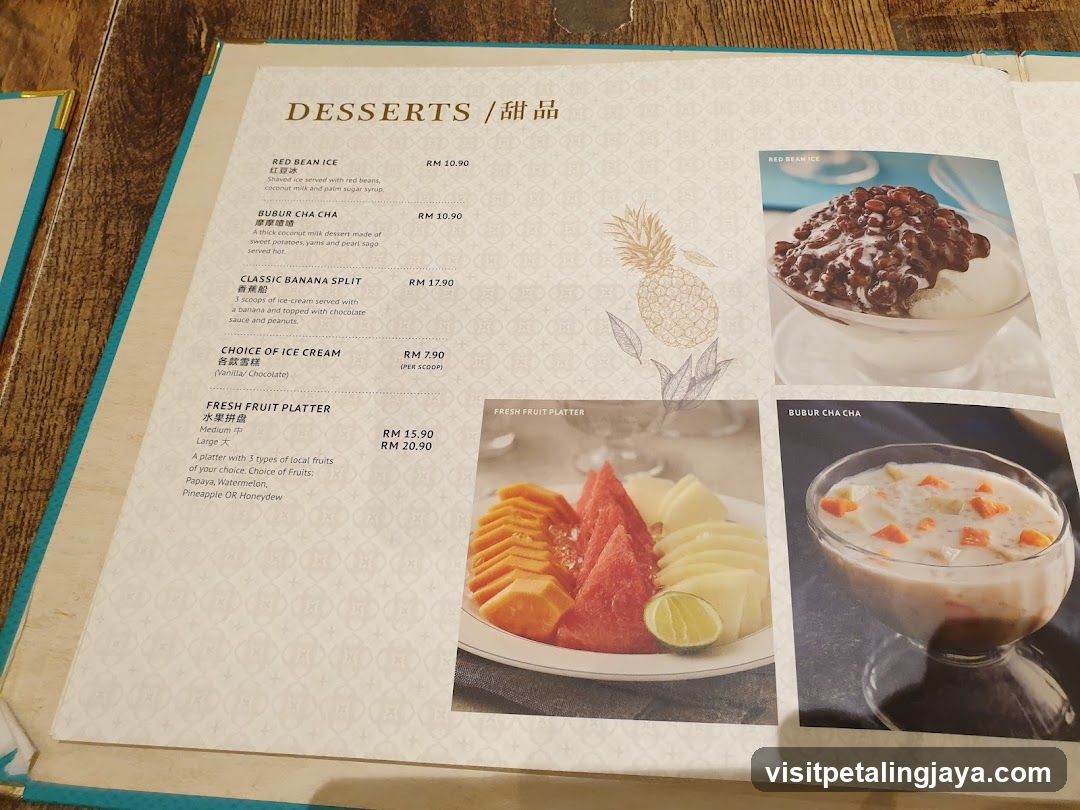 Desserts Menu Page