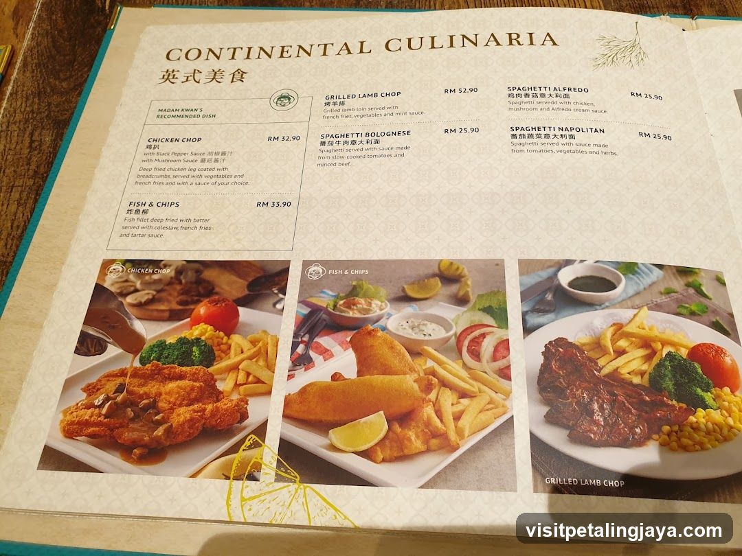 Continental Culinaria Menu