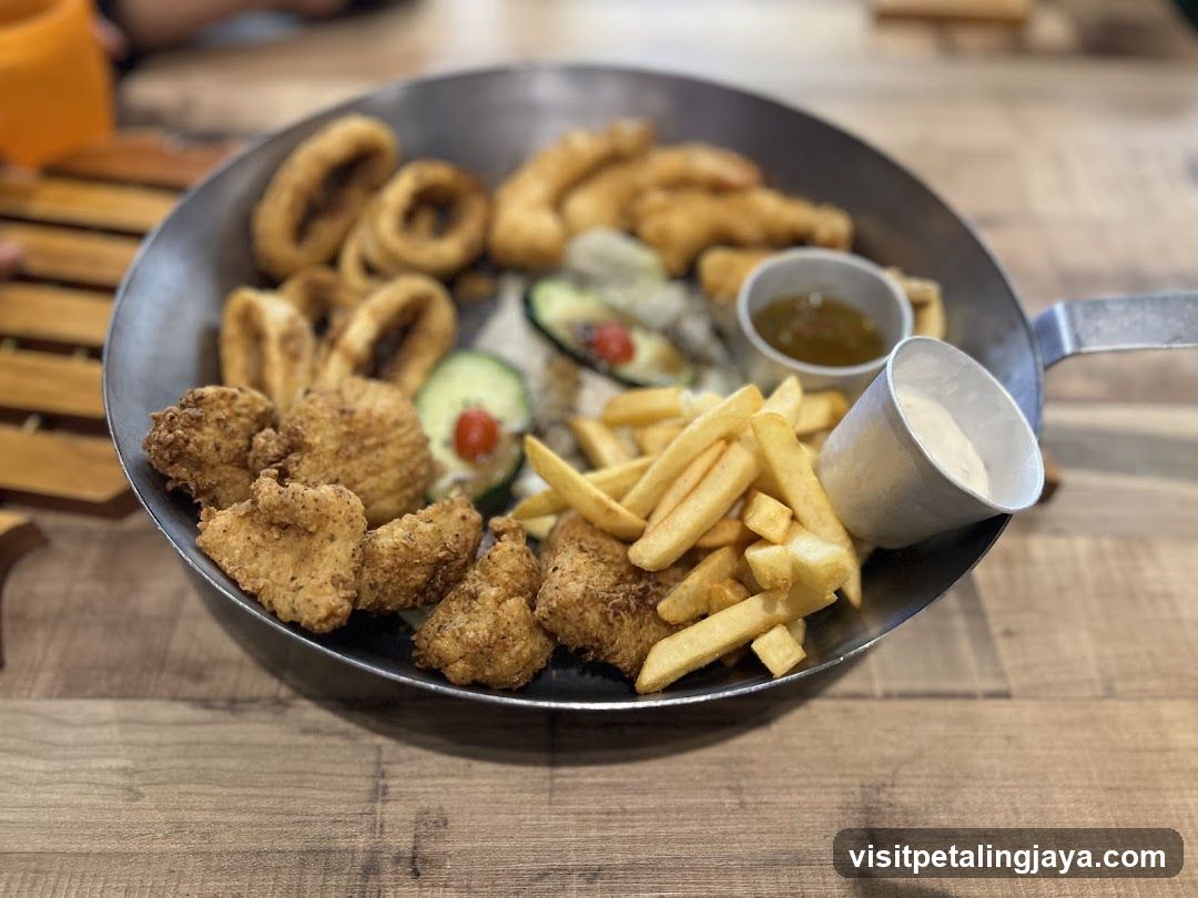 Fried Food Platter with Fries and Sauces