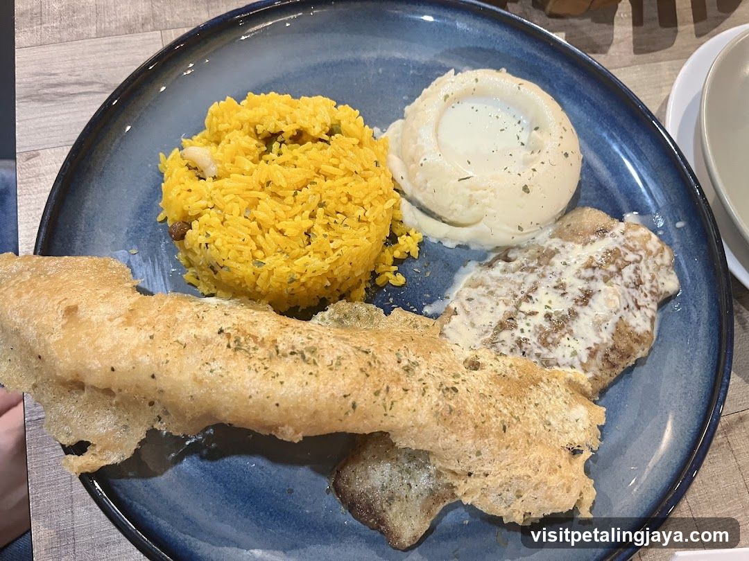Plate of Fried Rice and Side Dishes