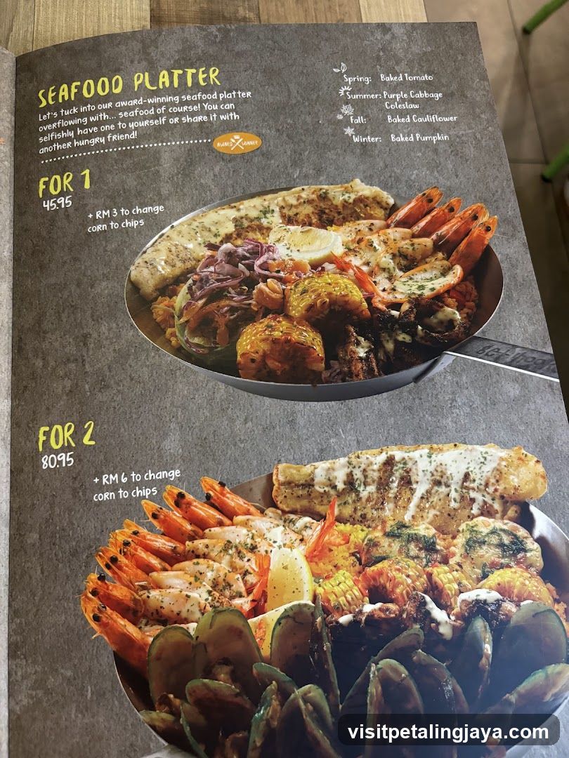 Seafood Platter Menu Page
