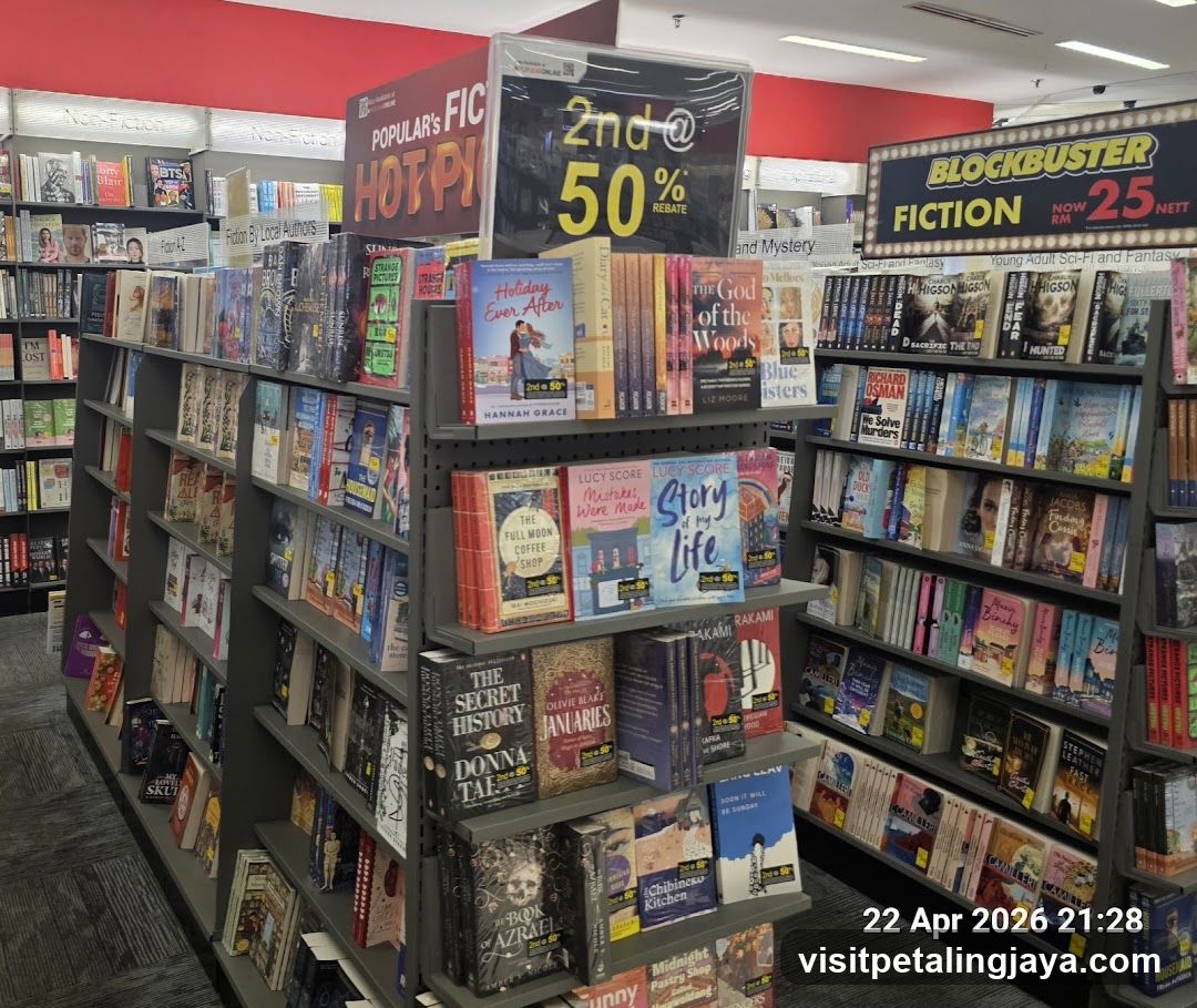 Bookstore Interior with Sale Signs