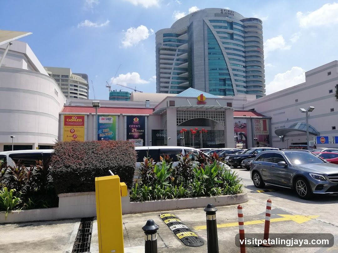 Shopping Center Exterior with Parking Area