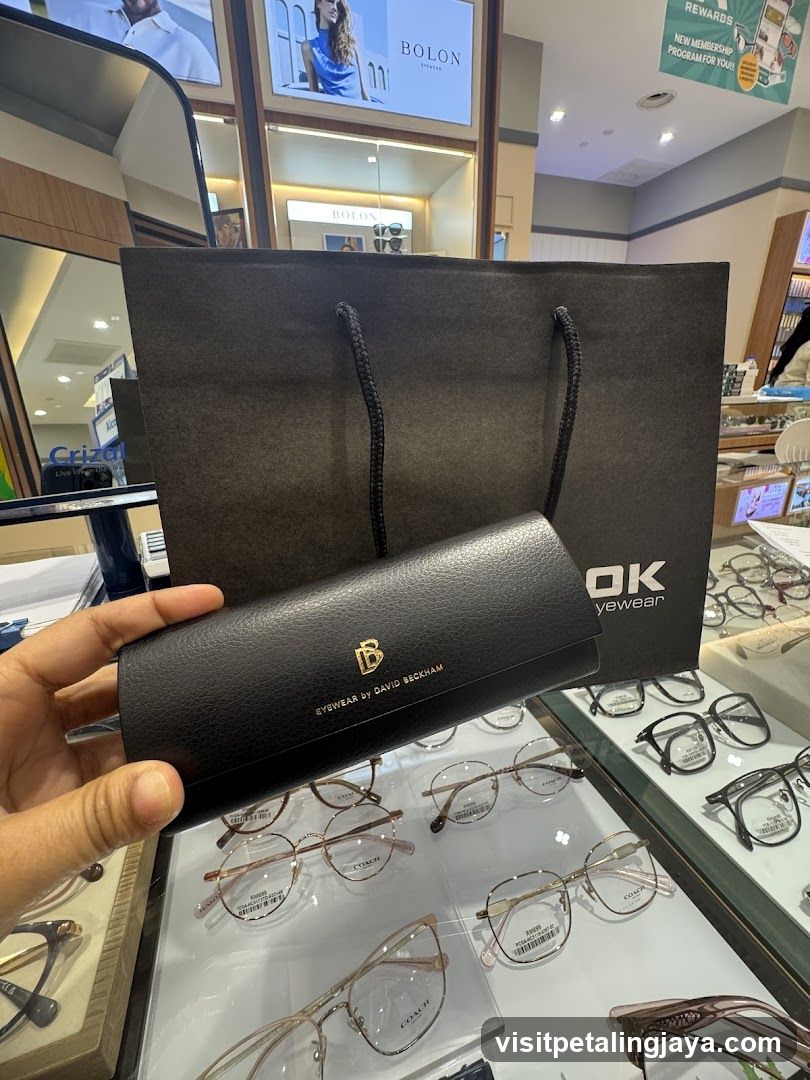 Eyewear Store Interior with Shopping Bag and Case