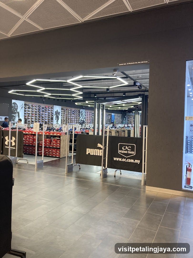 Shopping Mall Interior with Brand Displays