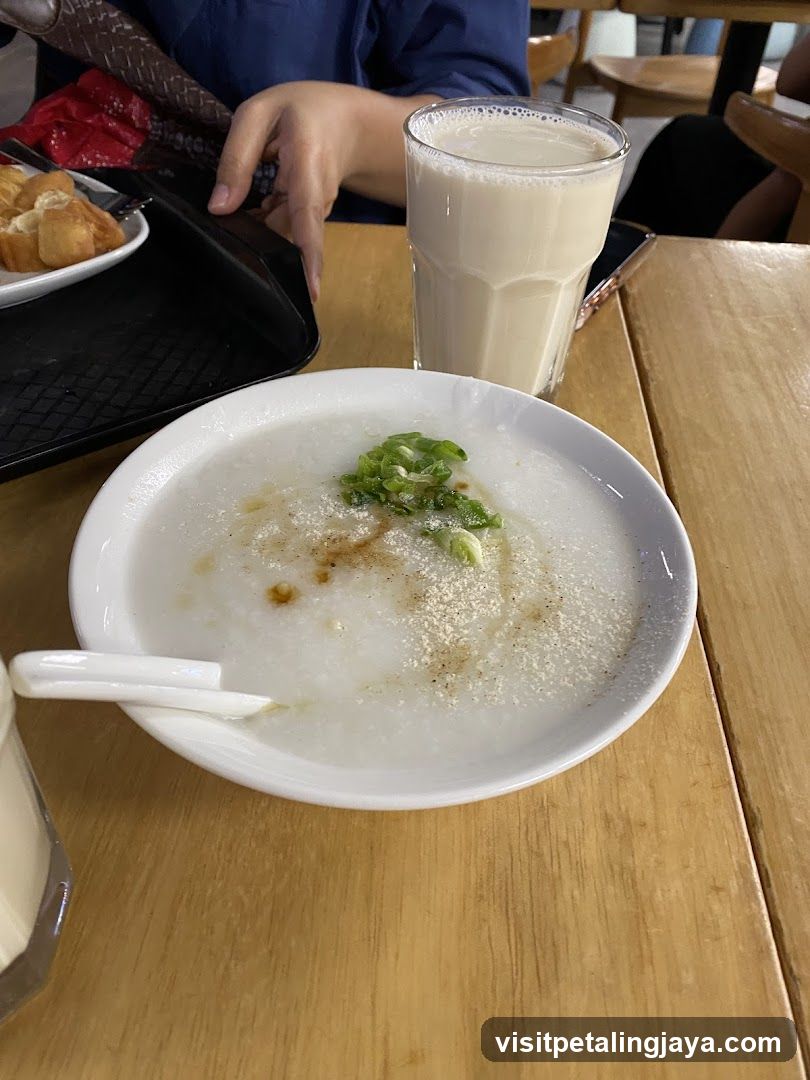 Congee and Milk Drink at a Cafe