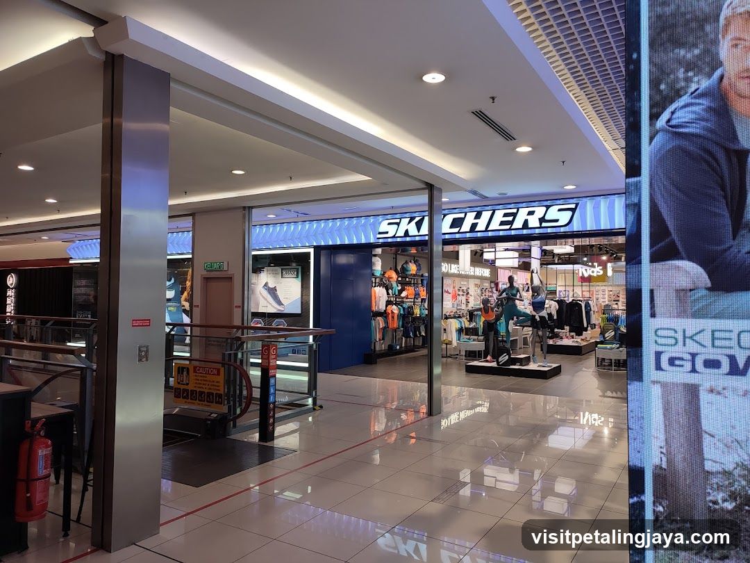 Shopping Mall Interior with Skechers Store