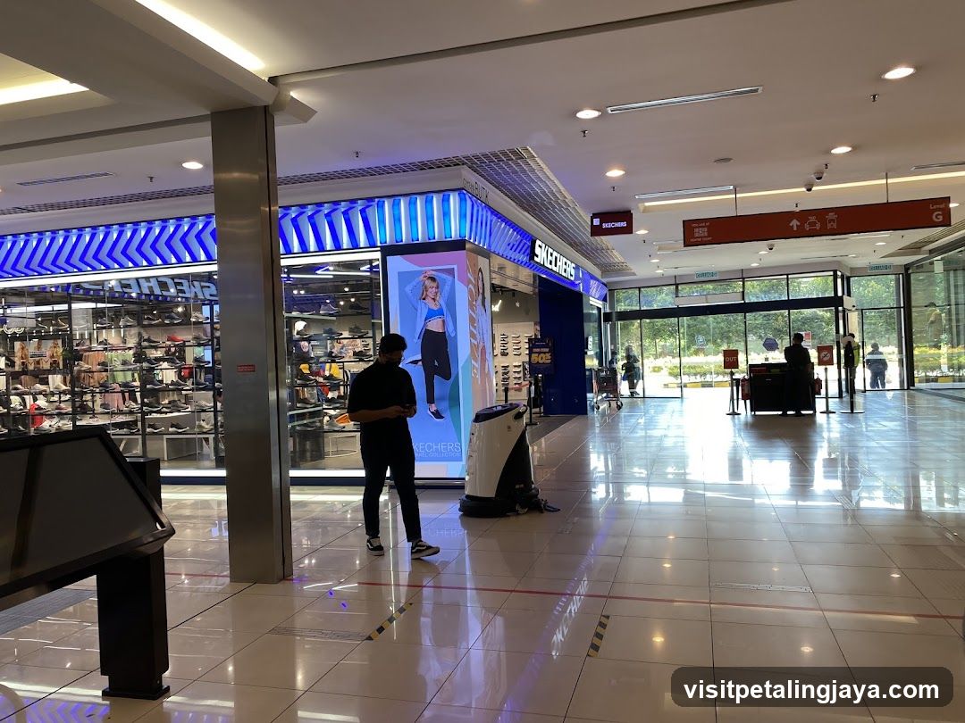 Shopping Mall Interior with Storefronts