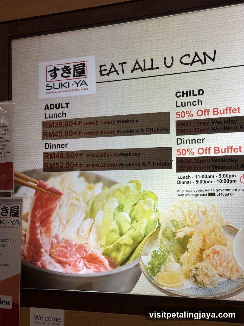 Suki-Ya Buffet Menu