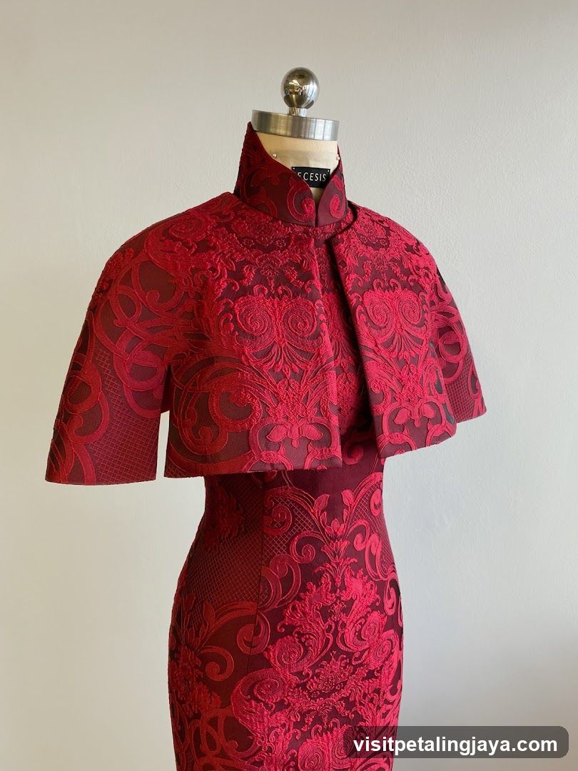 Red Lace Dress and Cape on Mannequin