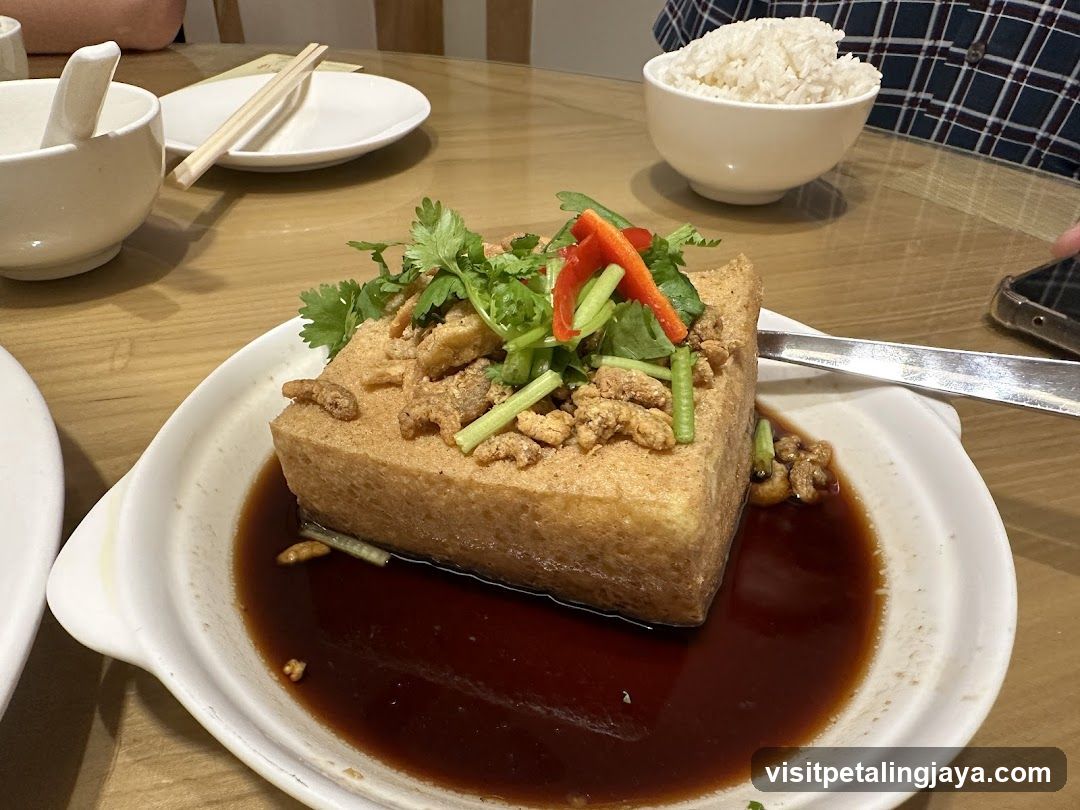 Steamed Tofu with Soy Sauce and Garnish