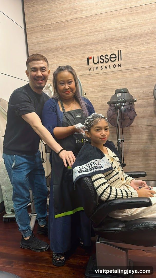 Salon Interior with Staff and Client