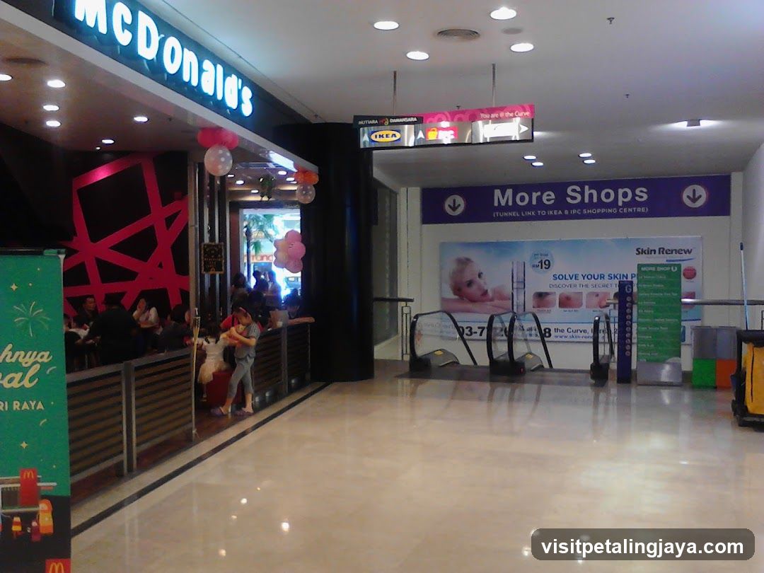 Shopping Center Corridor with McDonald's and Store Entrance