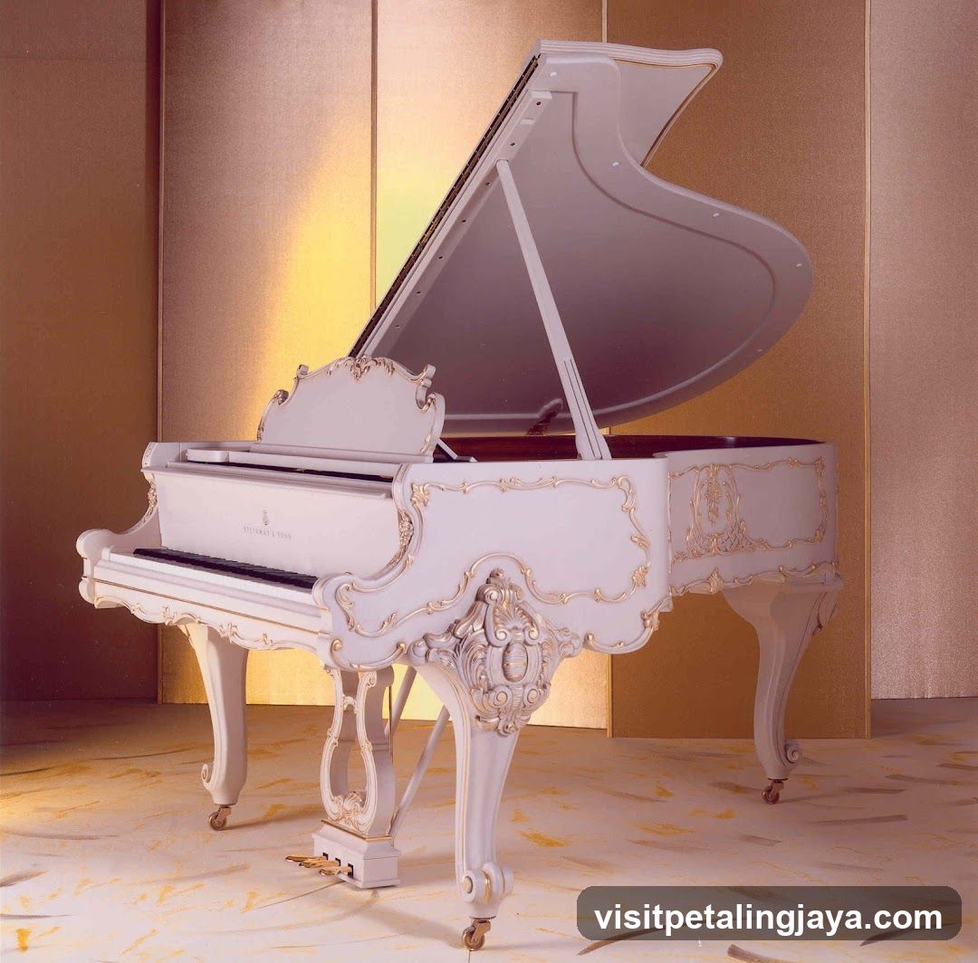 White Grand Piano with Gold Accents