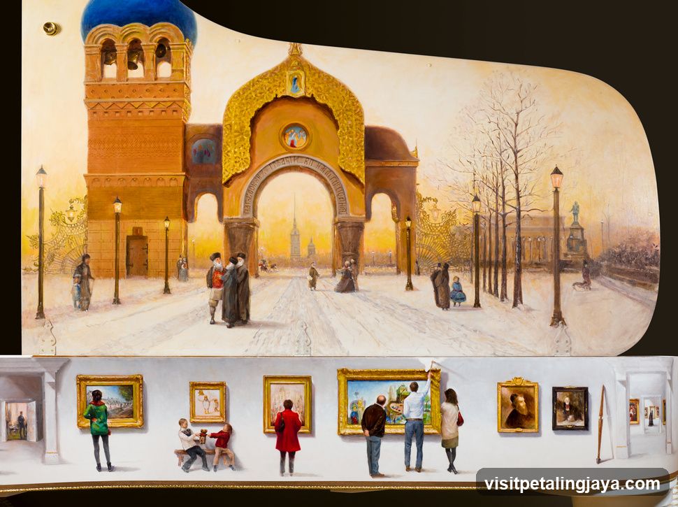 Art Gallery Interior with View of Architectural Scene