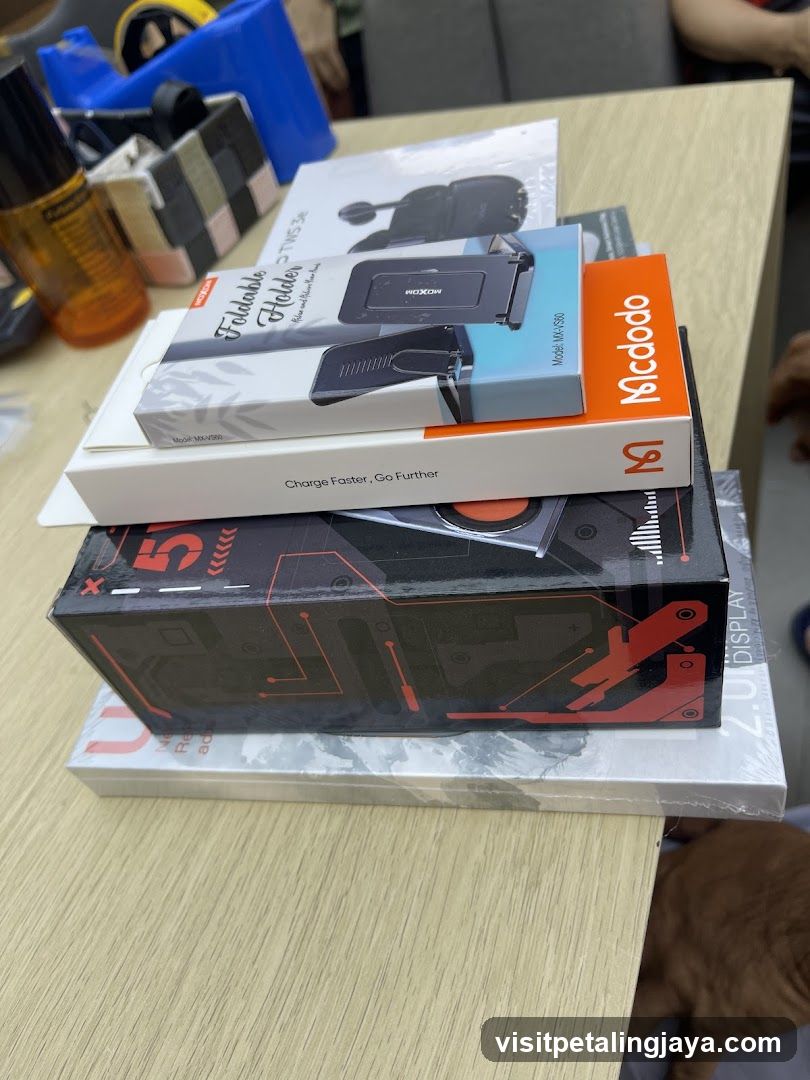 Stack of Phone Accessories Boxes