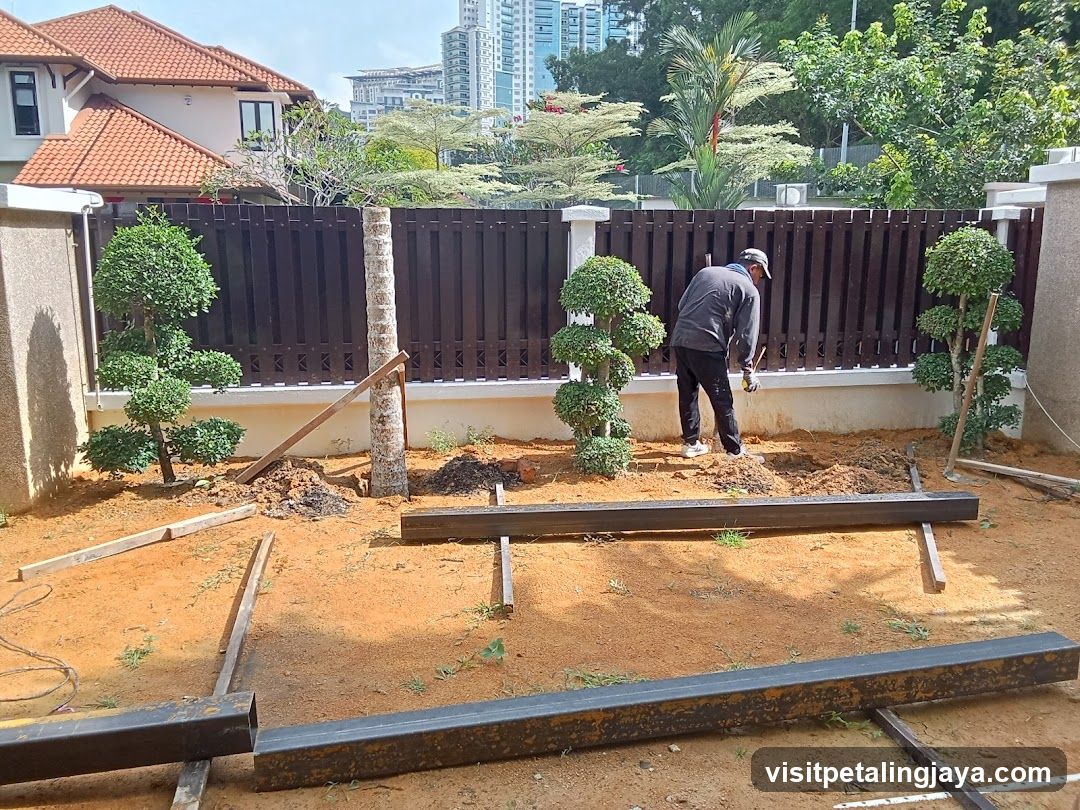 Construction Site with Fence Installation