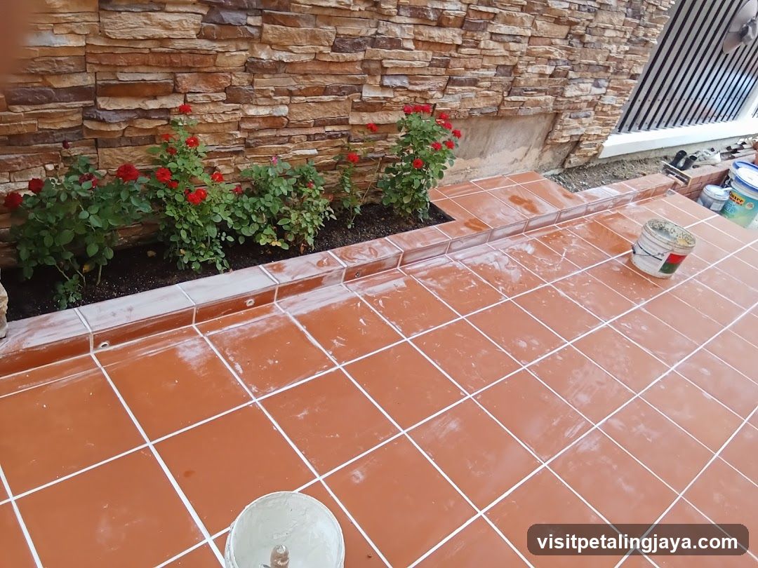 Terrace with Terracotta Tiles and Roses