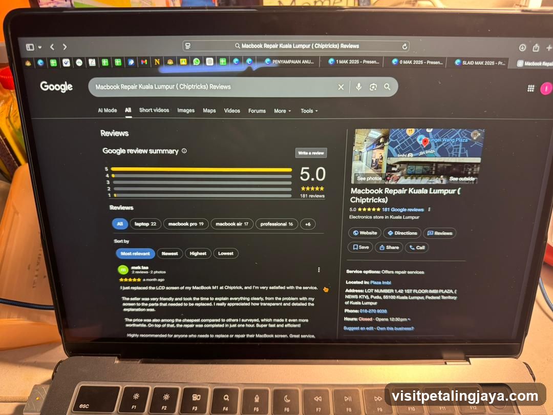 Macbook Repair Kuala Lumpur (Chiptricks) Google Reviews Page