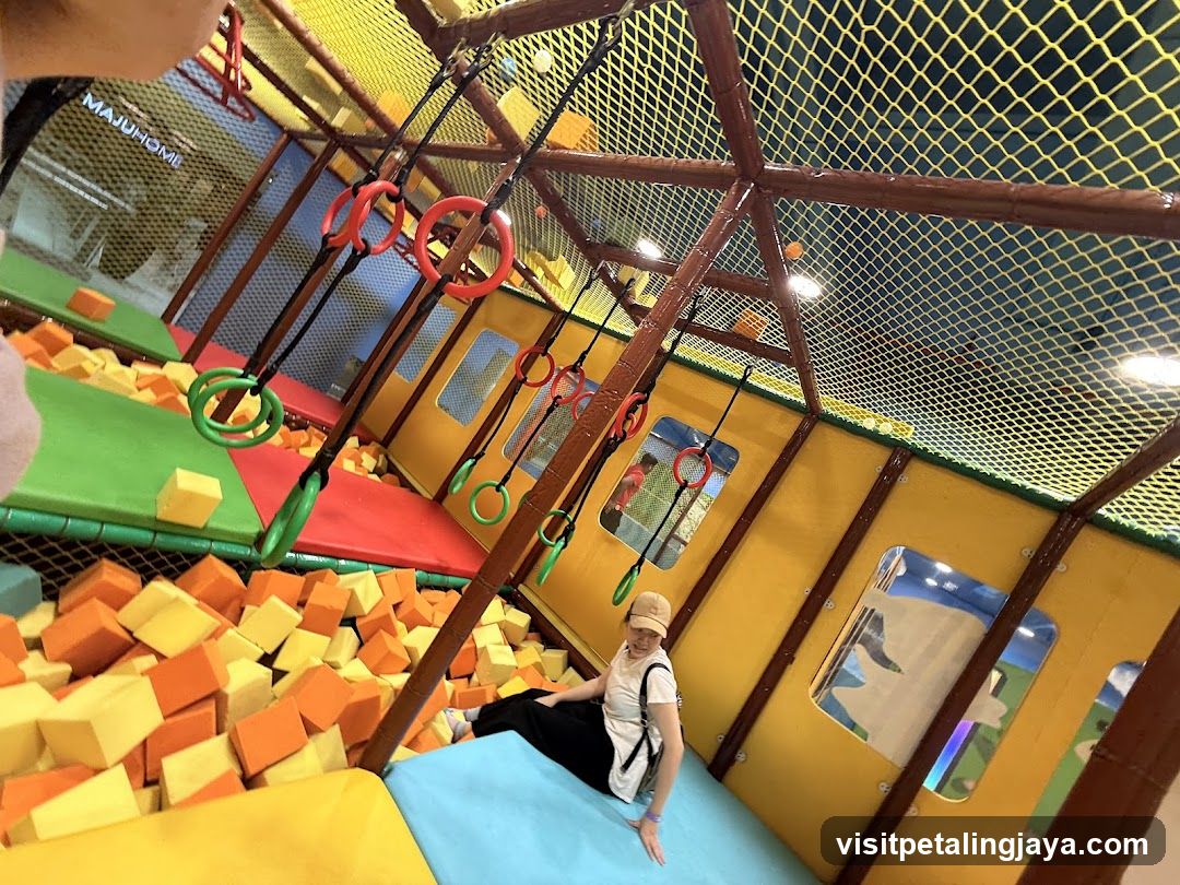 Indoor Play Area with Foam Pit and Gymnastic Rings