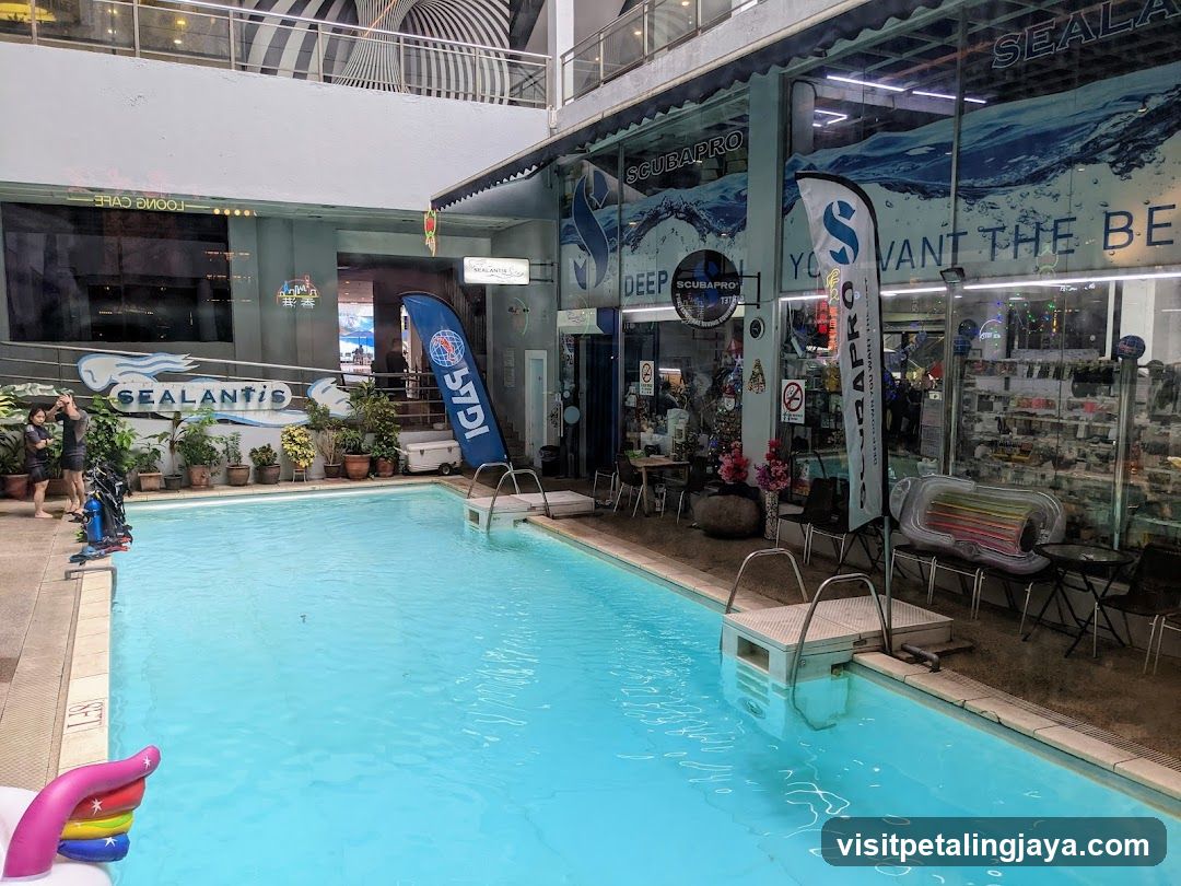 Indoor Pool Area with Shops