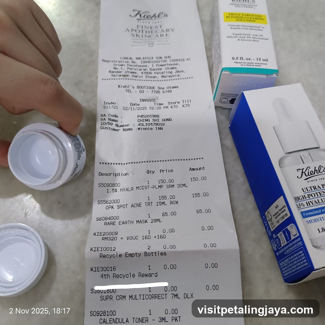 Kiehl's Receipt and Products