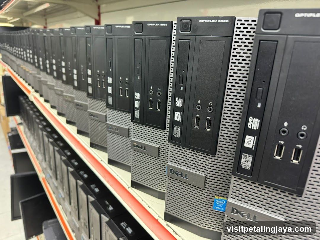 Dell OptiPlex Desktop Computers on Shelf