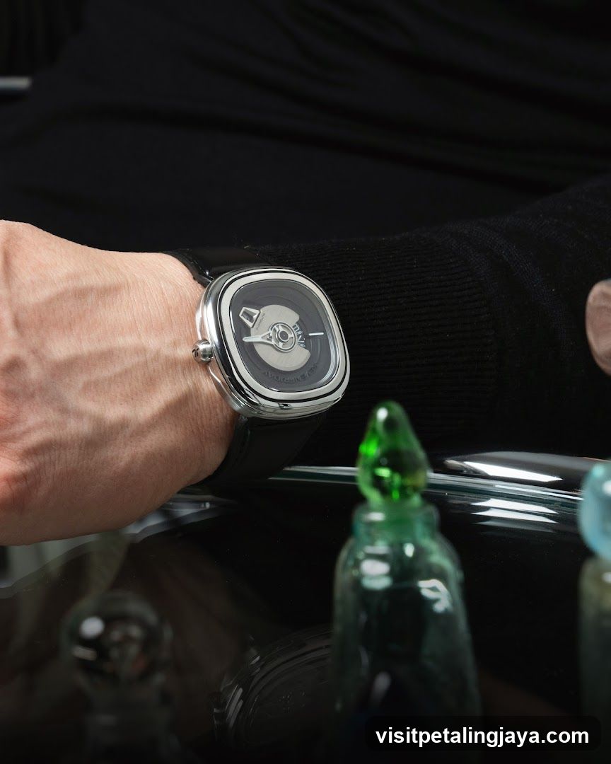Wristwatch on Arm with Glass Bottles