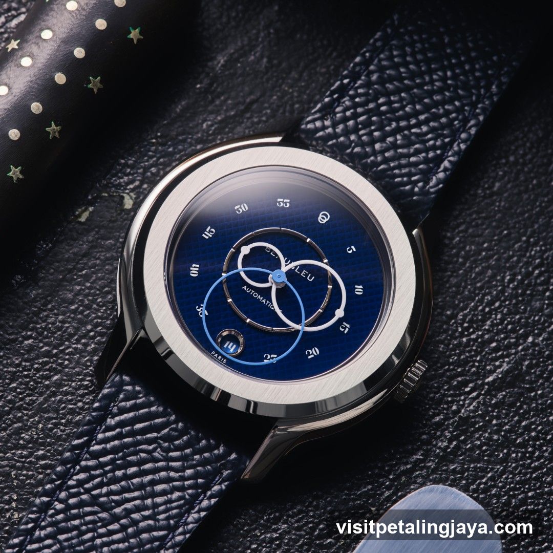 Blue Automatic Watch on Leather Strap