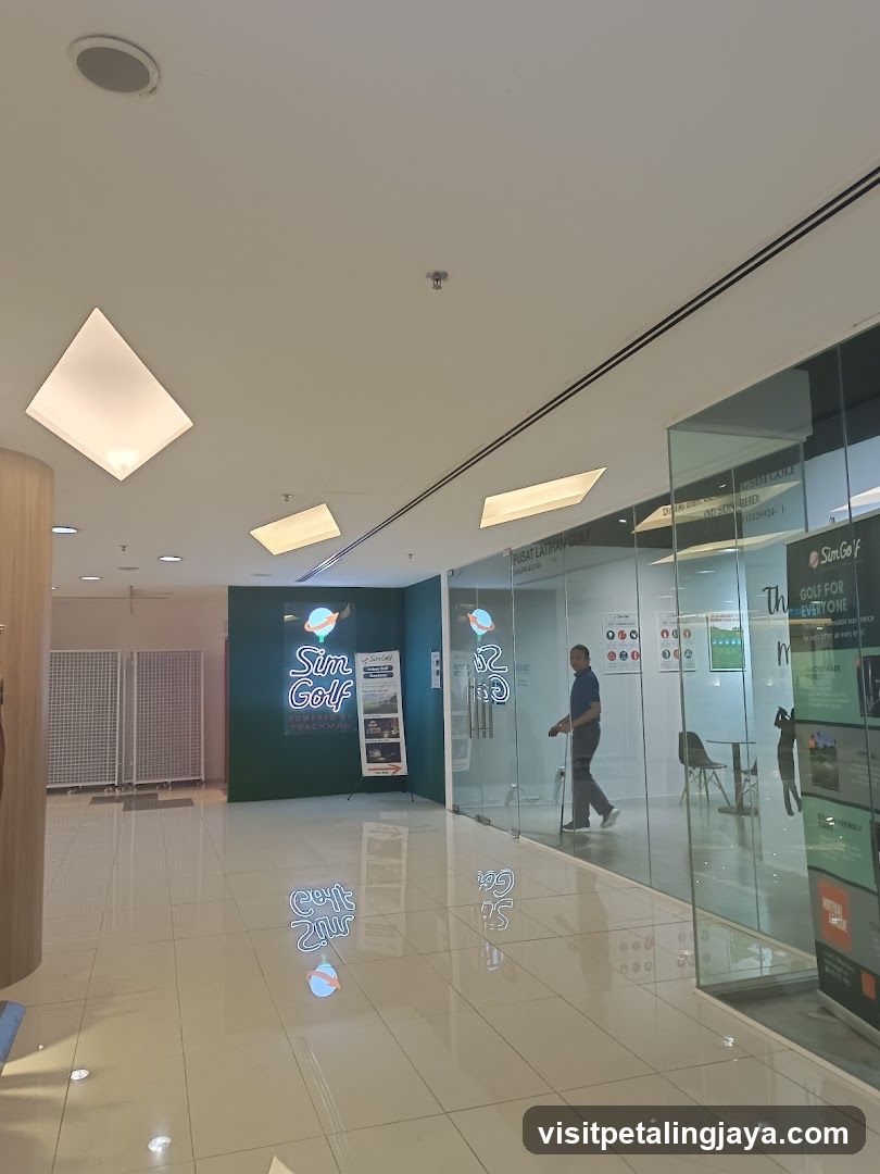 Shopping Mall Interior with Sim Golf Signage