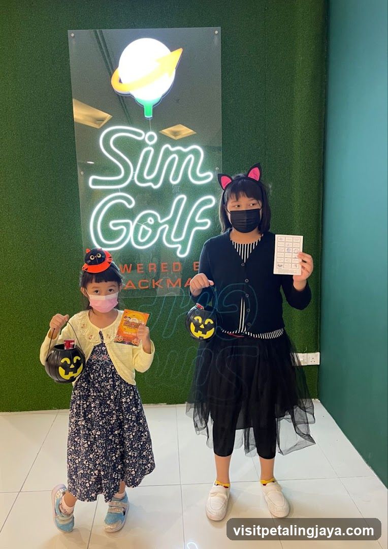 Kids in Halloween Costumes at Sim Golf